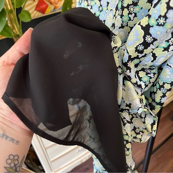 Vintage Silk Floral Skirt with Ruffle Hem - Picture 5 of 8